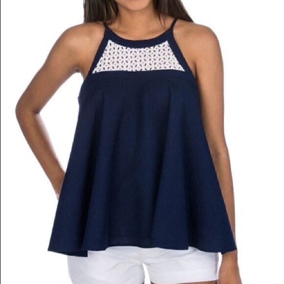Lauren James Navy Cassidy Swing Tank Seersucker - Picture 1 of 7